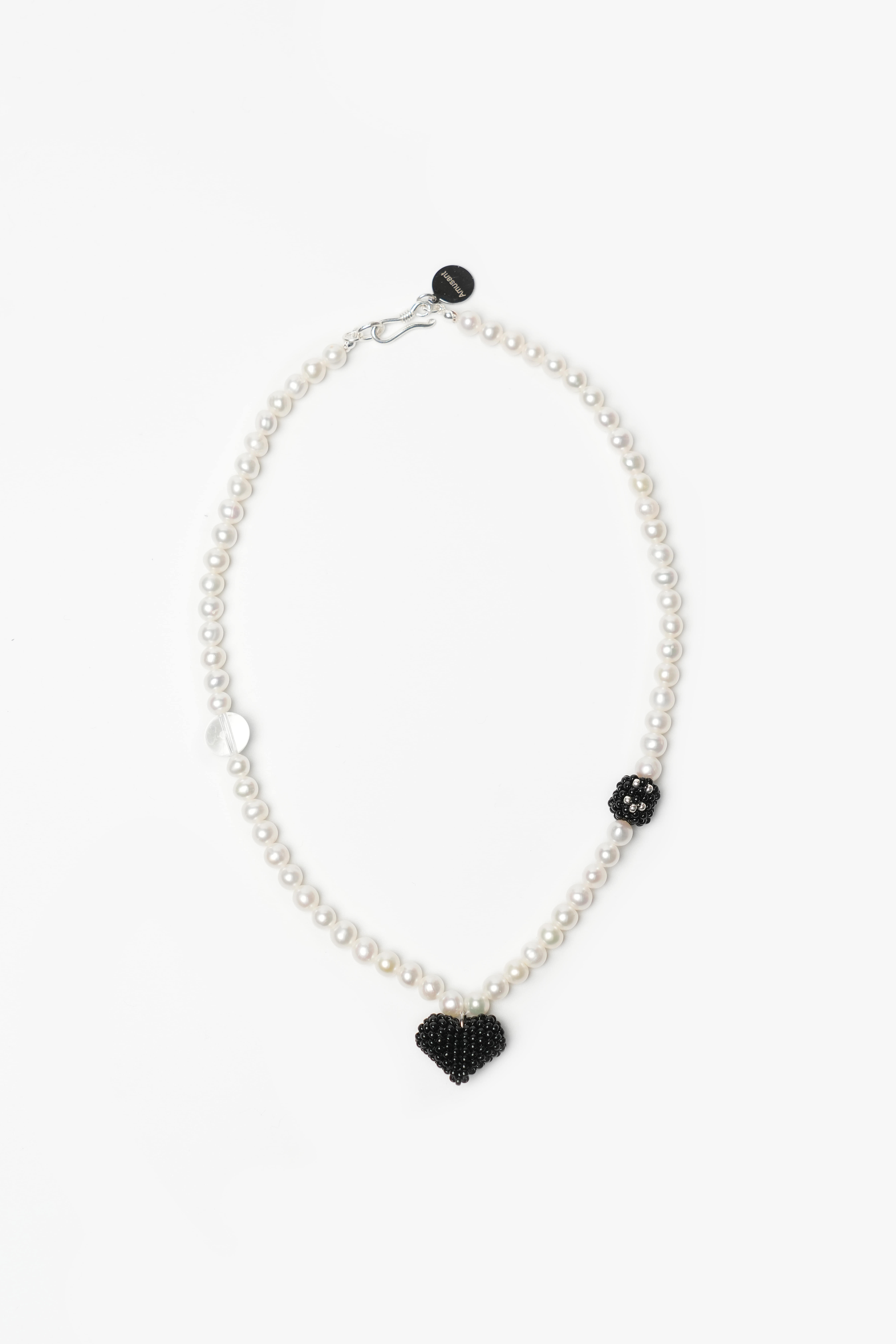 PEARL SMILE&amp;HEART BEADS NECKLACE
