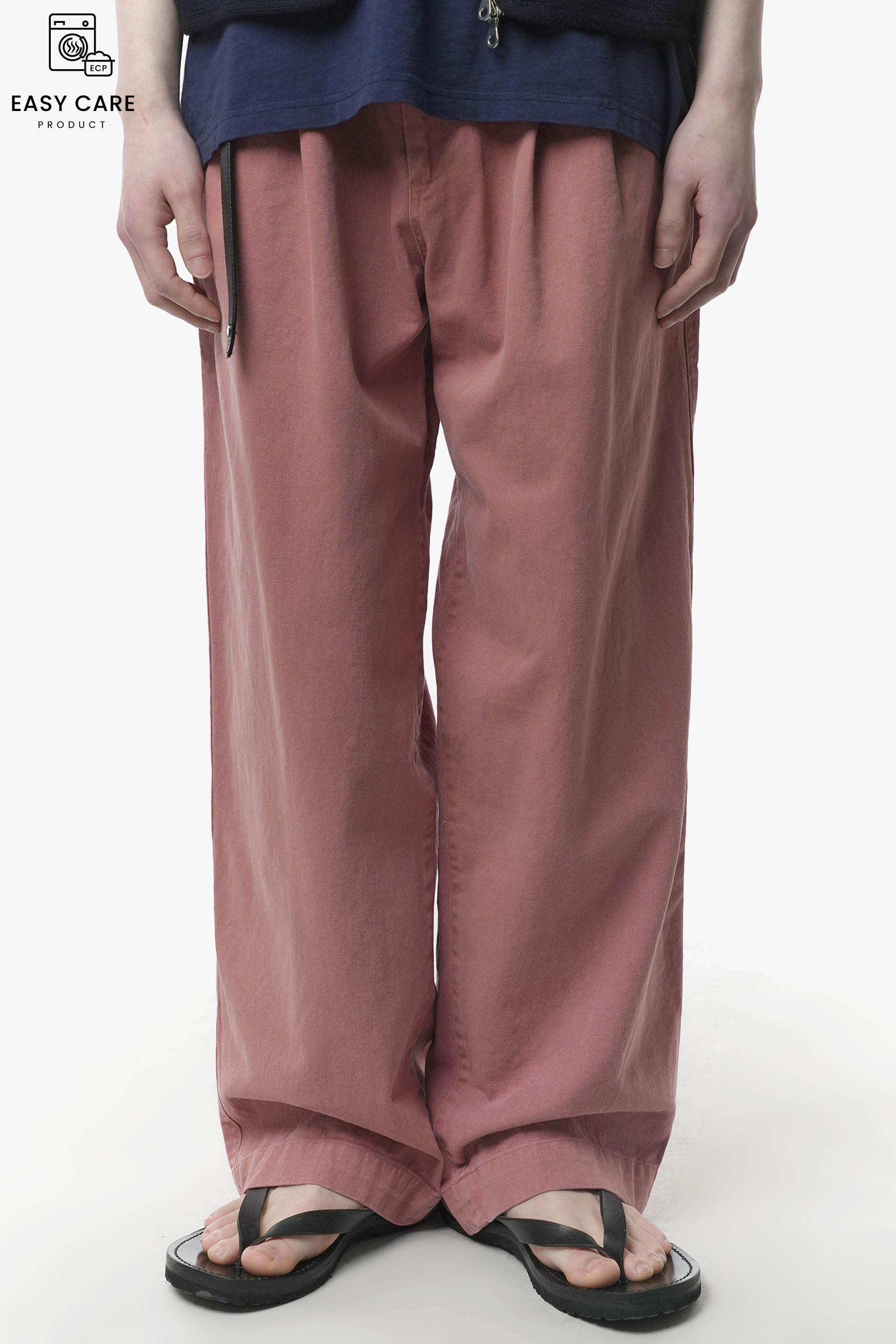 PINK Y-550 CATIONIZED COTTON DRILL WASHED CHINO PANTS (ECP GARMENT PROCESS)