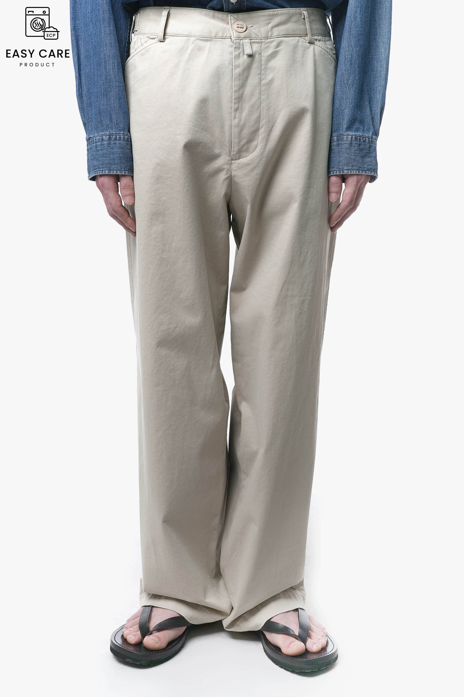 OYSTER Y-950 WASHED MID WIDE CHINO PANTS (ECP GARMENT PROCESS)